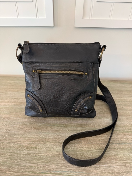 Handbags - Black Faux Leather Crossbody Bag Moto Punk Grunge Goth Utility Purse